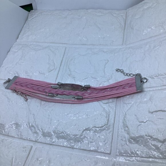 Pink Ribbon Breast Cancer Awareness FAITH BELIEVE HOPE Leather Braided Bracelet - Picture 5 of 6